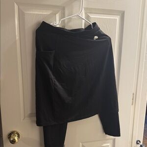 Black Asymmetrical Skirt with Attached Leggings